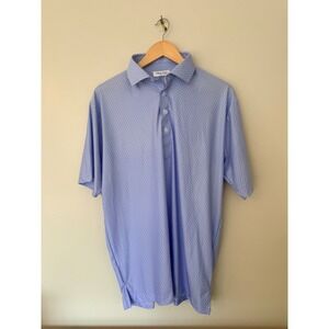 Collars & Co Mens Large Blue Geometric Pattern Featherweight Relaxed Polo Shirt